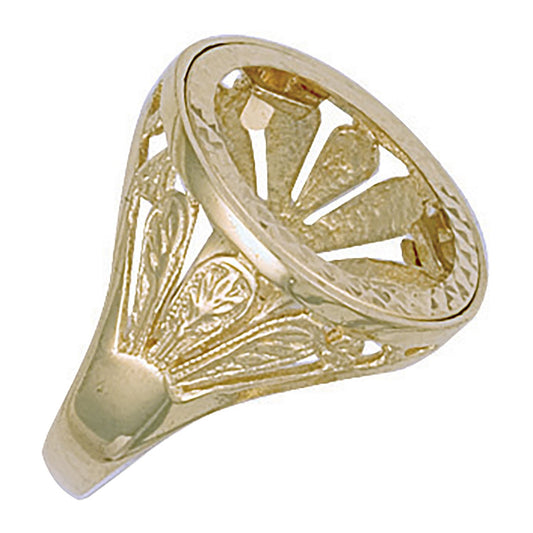 Yellow Gold (half) Fancy Sides Sovereign Ring