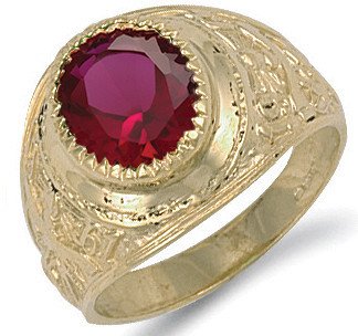 Yellow Gold Red  Cubic Zirconia College Ring