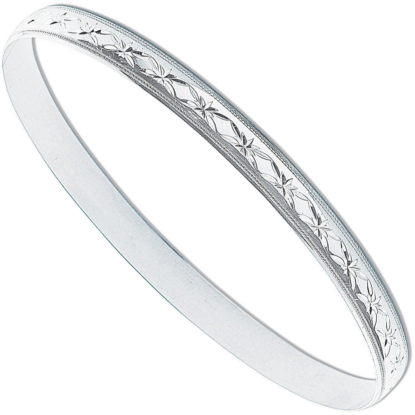 Silver 6mm D/c D-shaped Slave Bangle