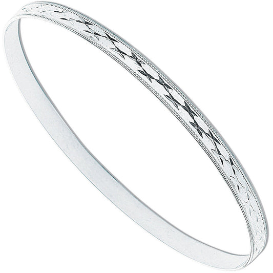 Silver 4mm D/c Slave Bangle