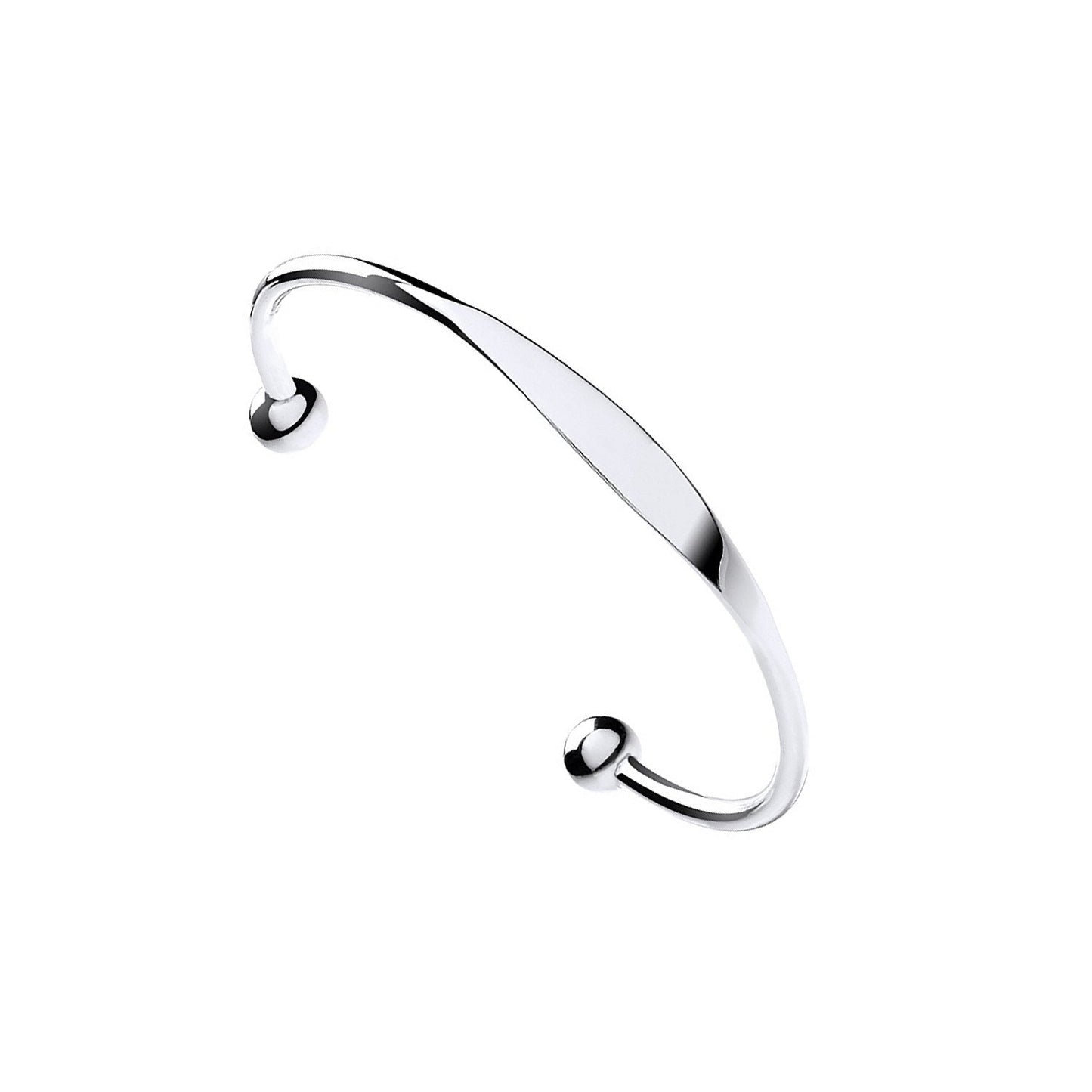 Silver Ladies Solid Torque Bangle With Id Plate