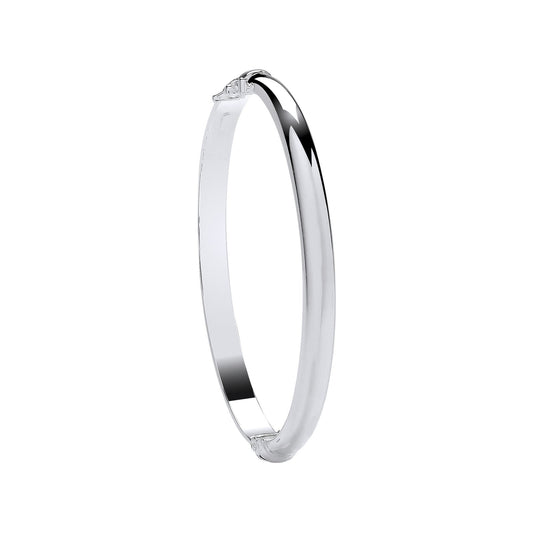 Silver Plain Oval D-shape 5.9mm Ladies Bangle