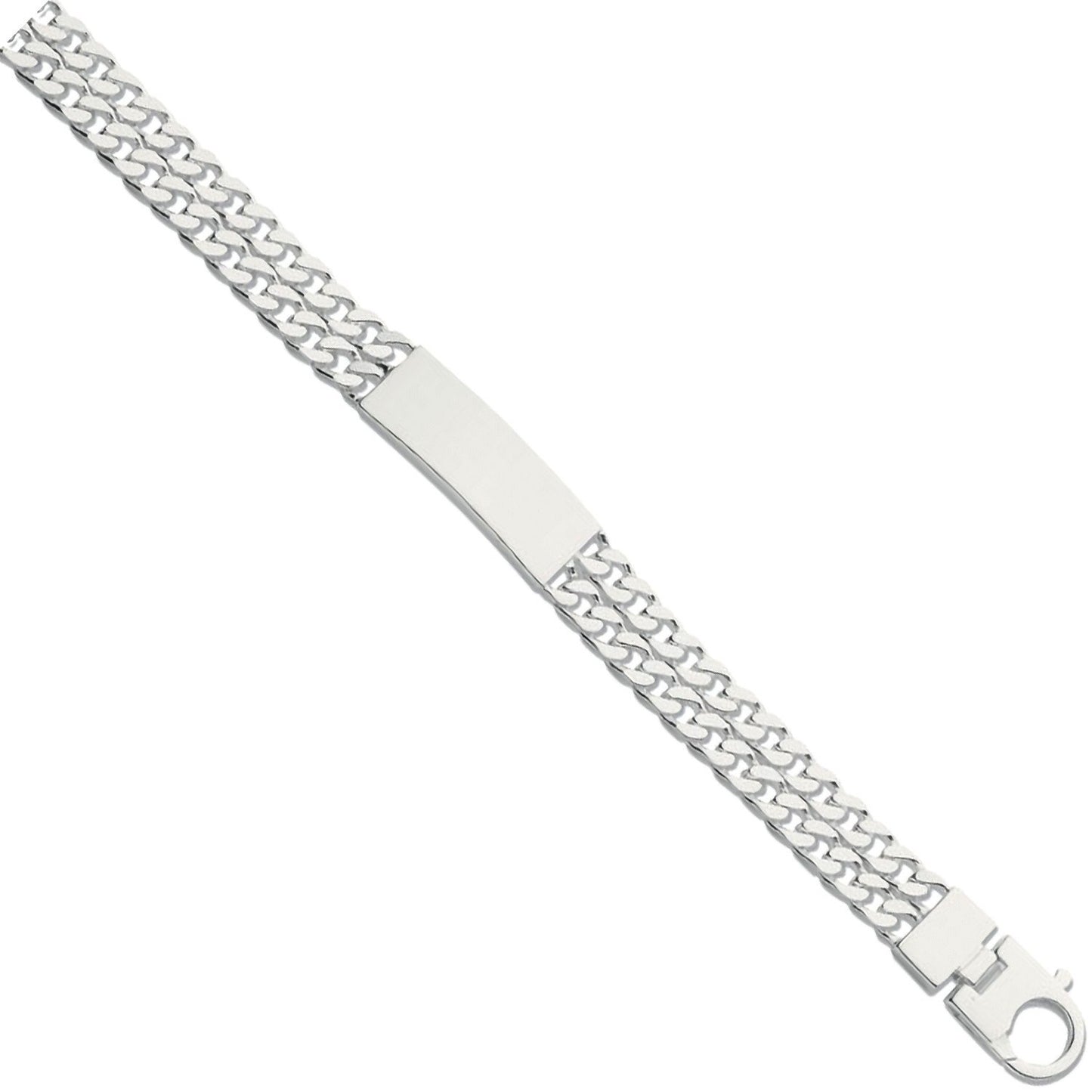 Silver Double Curb Link Id Gents 8" Bracelet