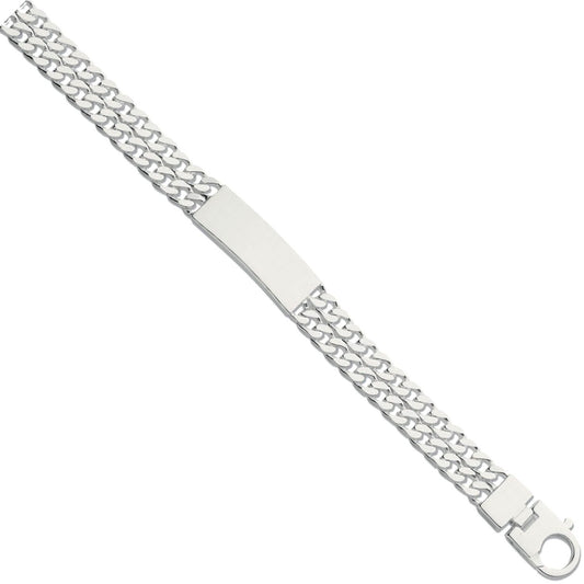 Silver Double Curb Link Id Gents 8" Bracelet