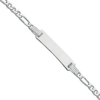 Silver Figaro Id Baby 6"/ladies 7" Bracelet