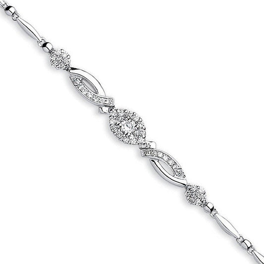 Silver Fancy Cubic Zirconia Bracelet