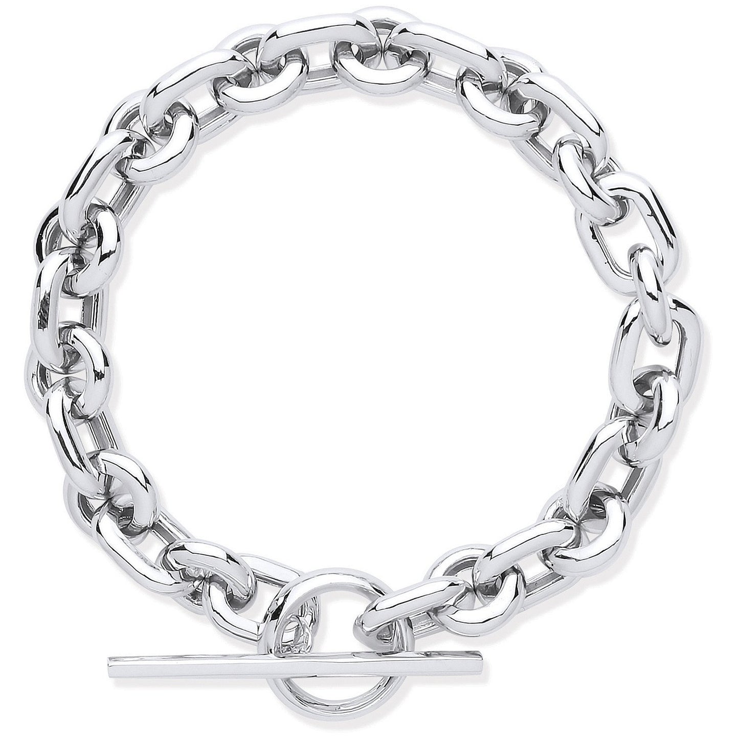 Silver Chunky Link T-bar Bracelet