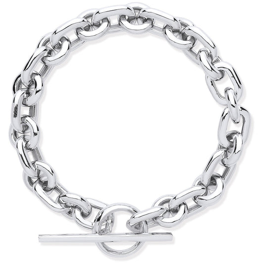 Silver Chunky Link T-bar Bracelet