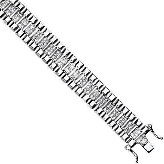 Silver 12mm Fancy Cubic Zirconia Link Baby/ladies Bracelet