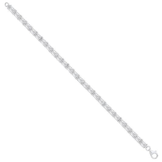 Silver Emerald Cut Cubic Zirconia Tennis Bracelet