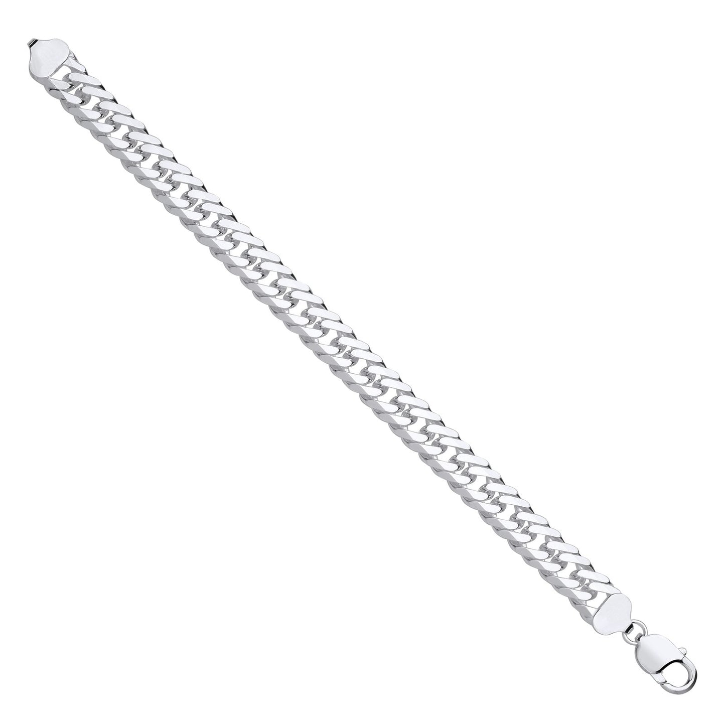 Silver 11mm Double Curb Gents Bracelet