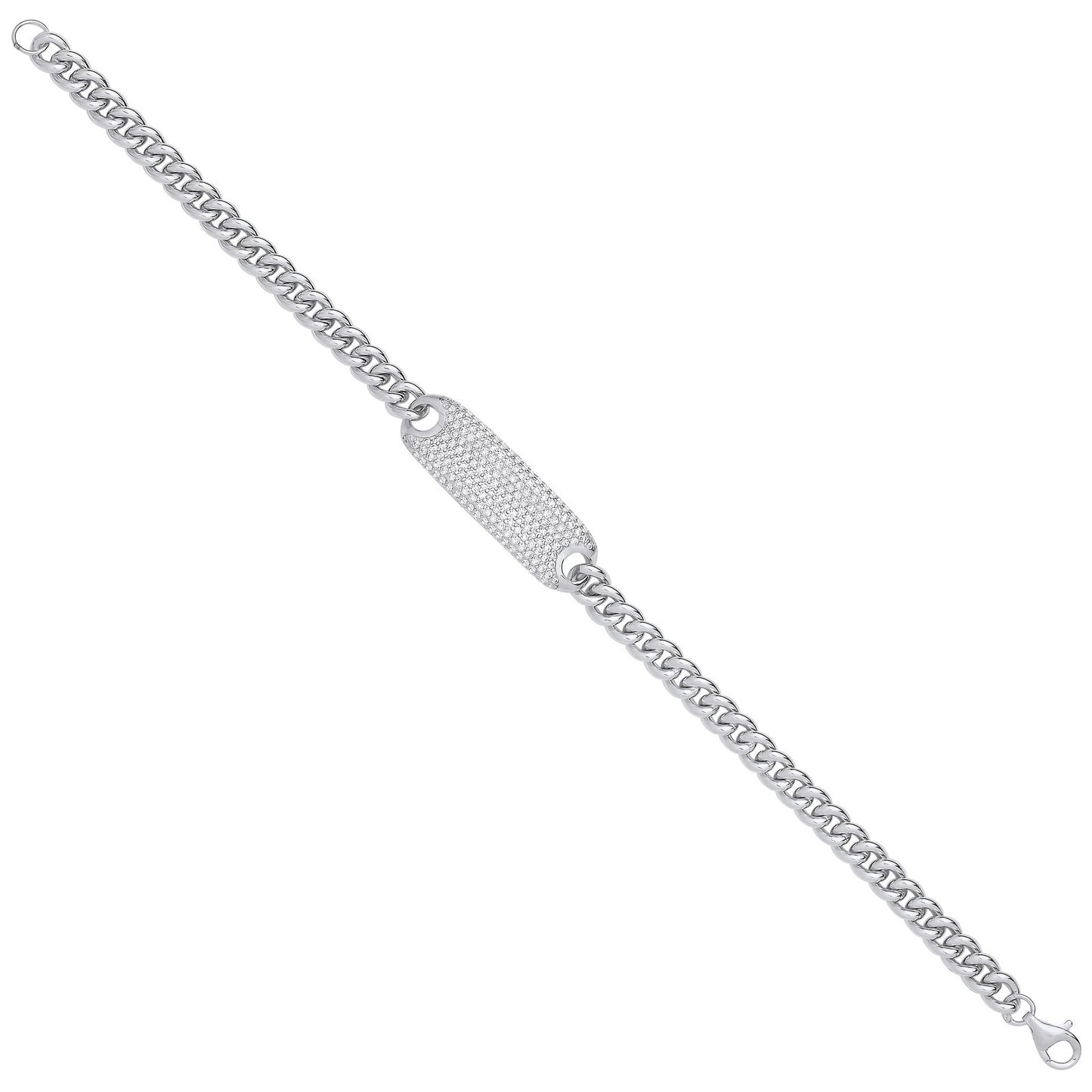 Silver 5.0mm Curb Id Ladies Bracelet