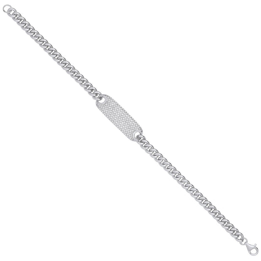Silver 5.0mm Curb Id Ladies Bracelet
