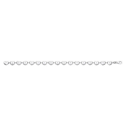 Silver Heart Bean Ladies Bracelet