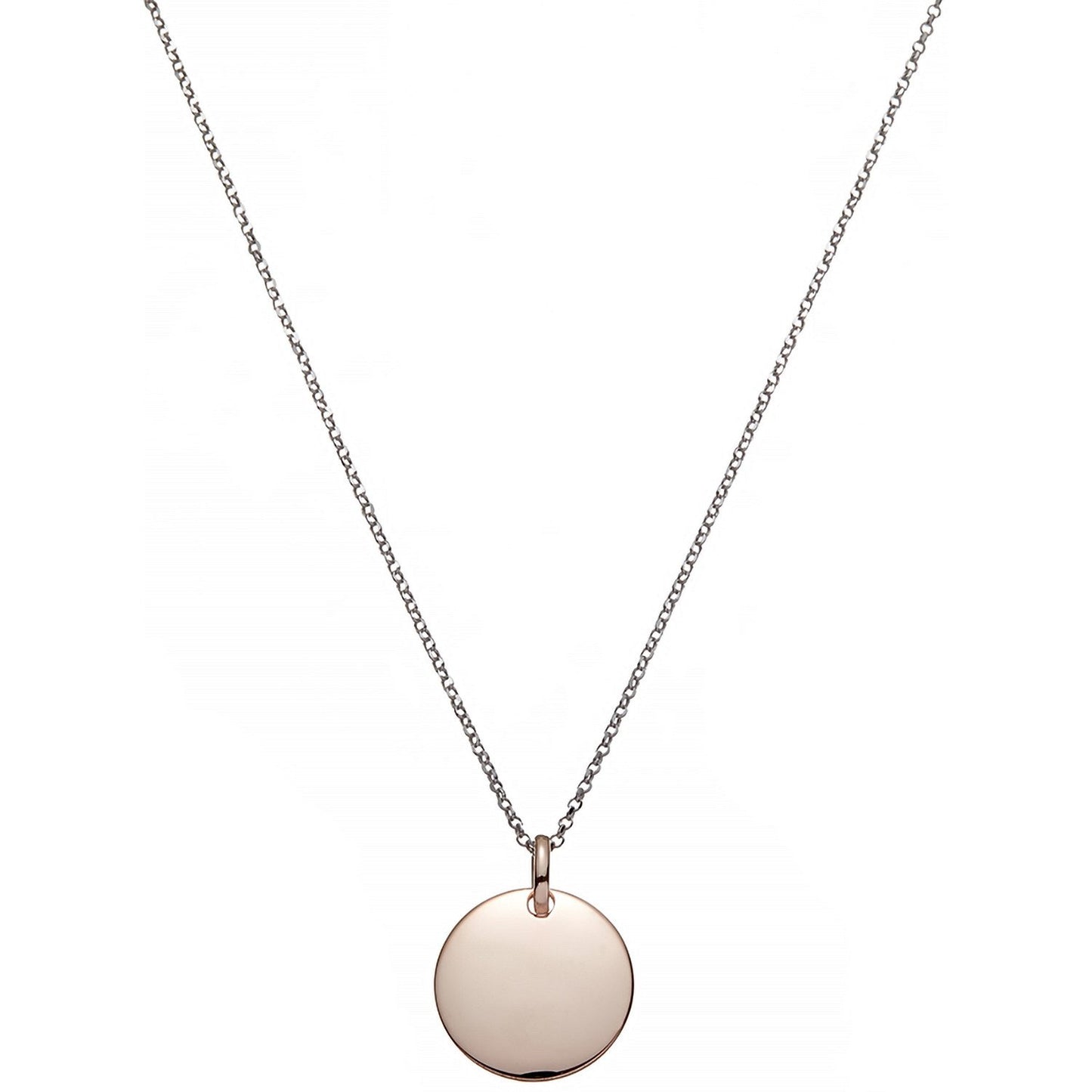 Silver Chain With Solid Rose Circle Pendant