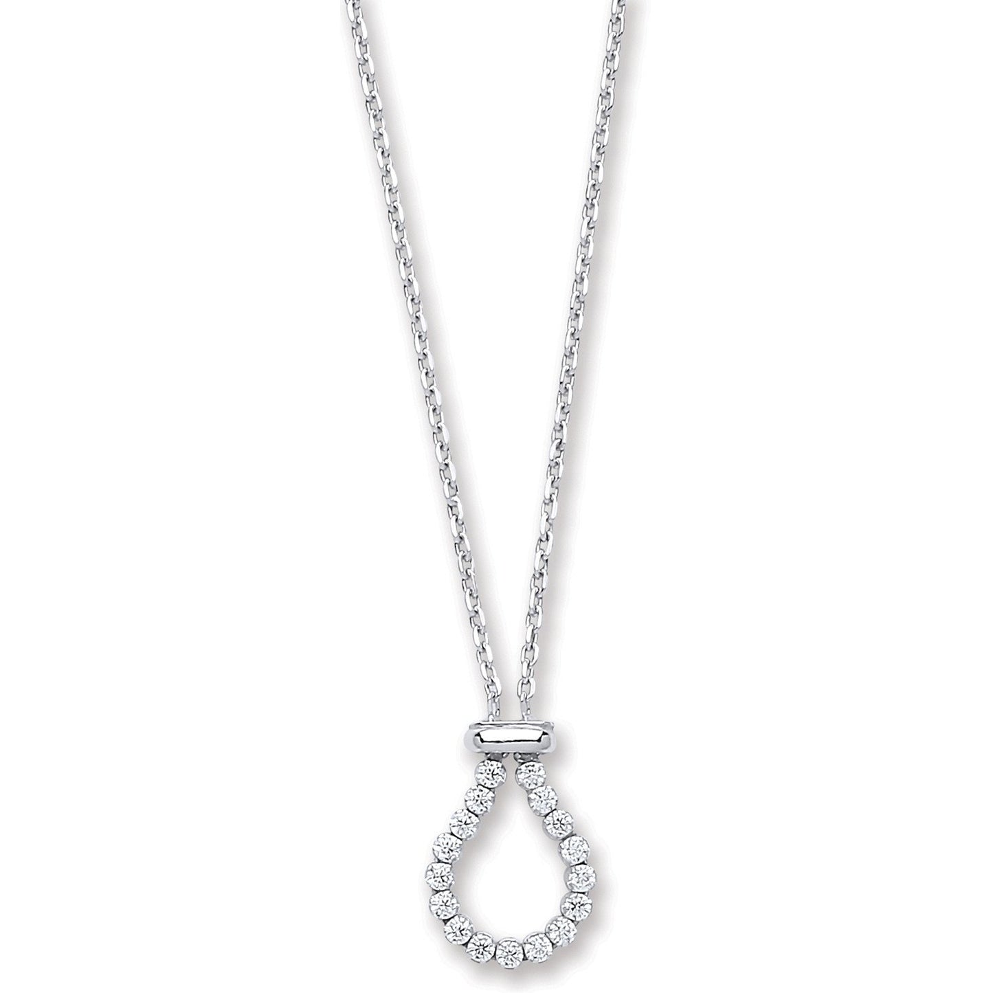 Silver Belcher With Pear Cubic Zirconia Link Chain
