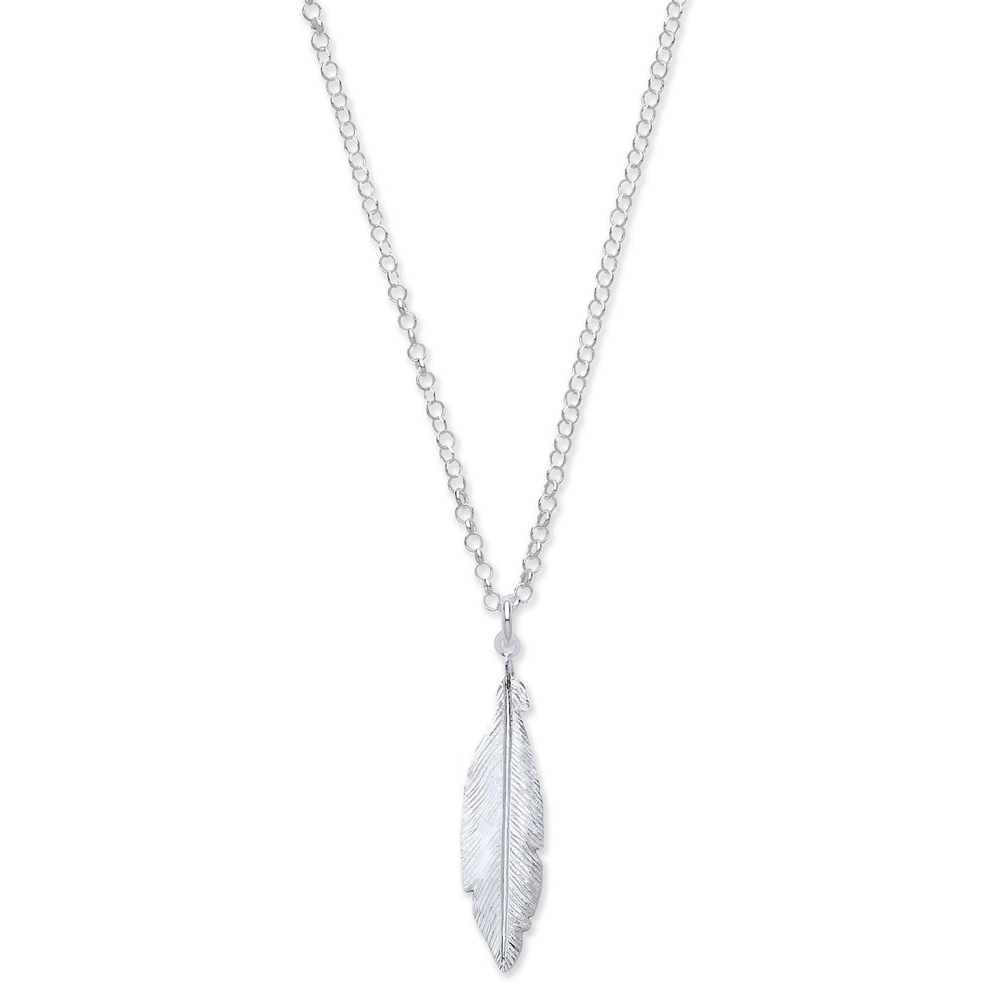Silver Feather Necklace 16"