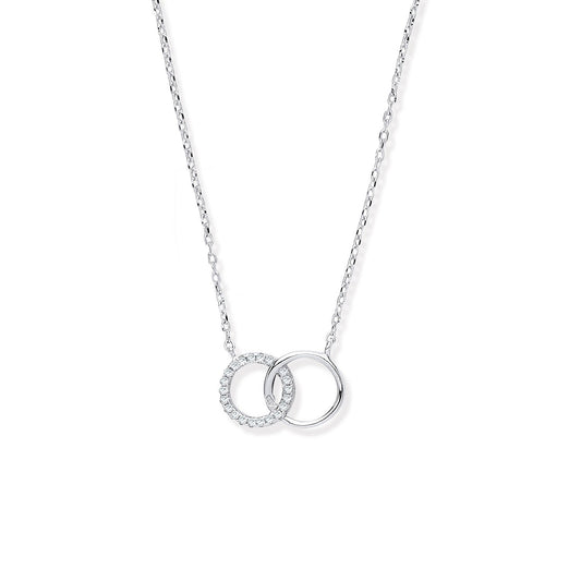 Silver Interlocking Circles Cubic Zirconia Necklace/bracelet