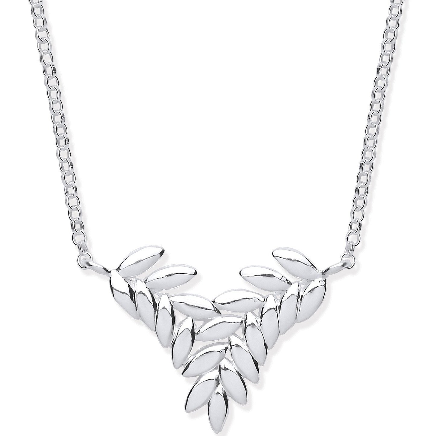Silver Barley Leaf Necklace 16"