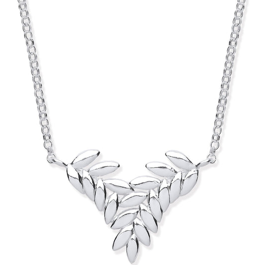 Silver Barley Leaf Necklace 16"