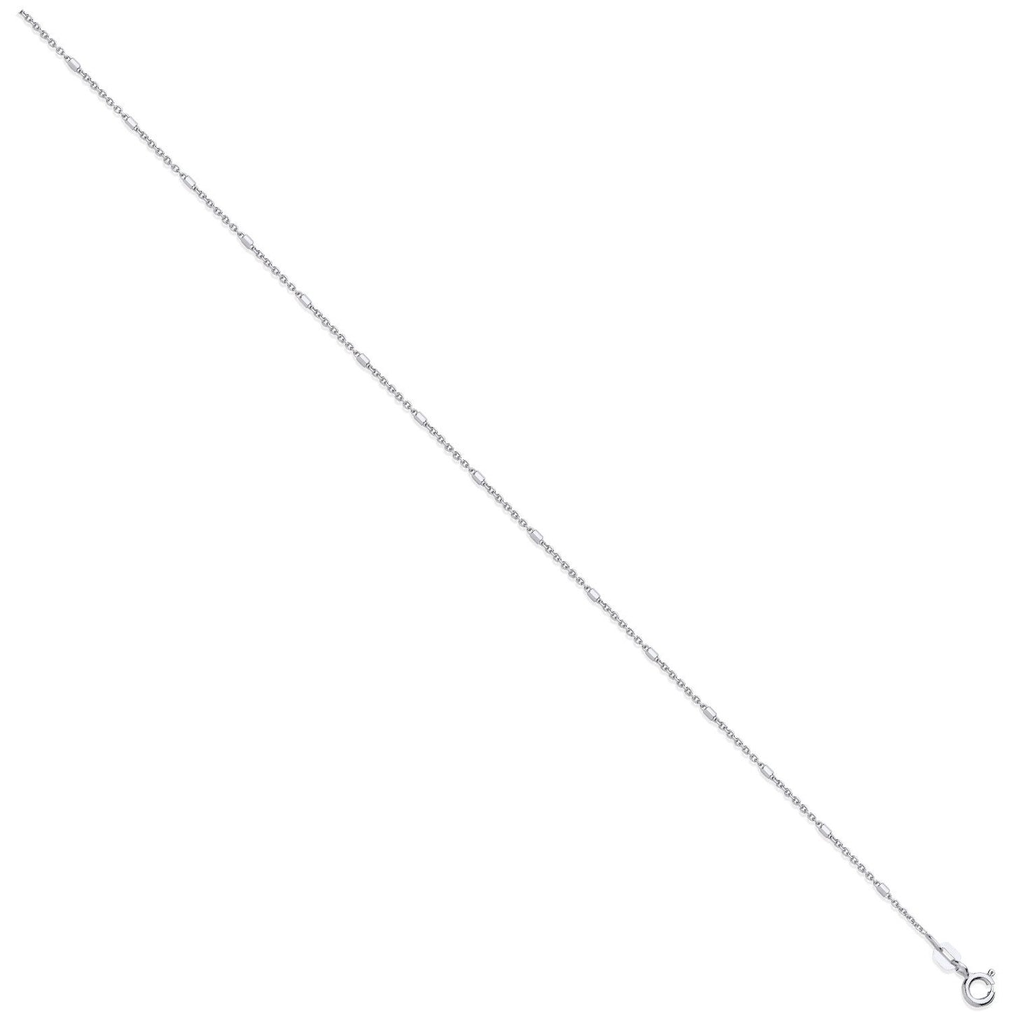Silver 1.3mm D/c Belcher Rh. Plated Cable & Bar Chain
