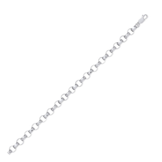Silver 8.0mm Plain & Engraved Link Belcher Chain/bracelet