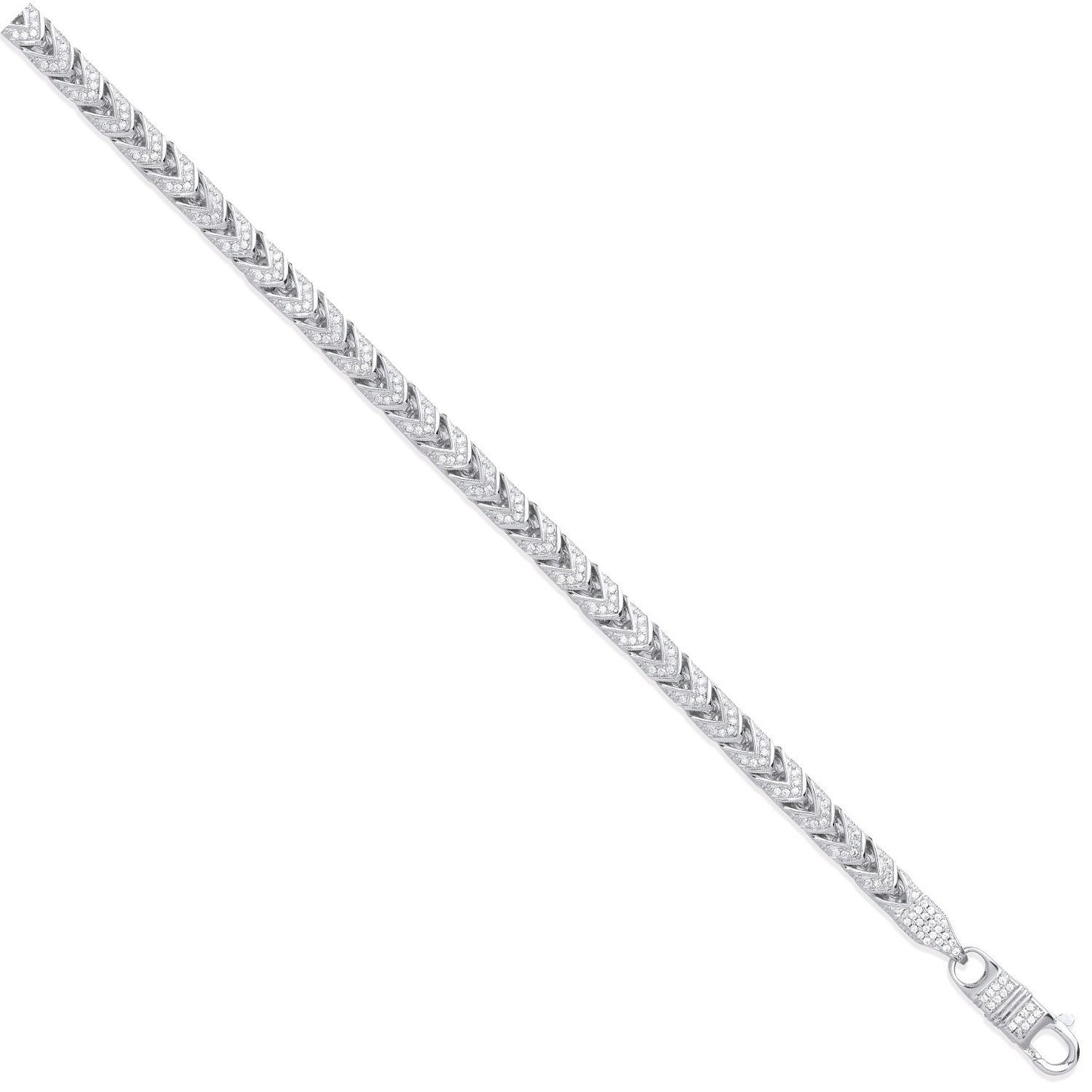 Silver 6mm Franco Cubic Zirconia Set Chain/bracelet