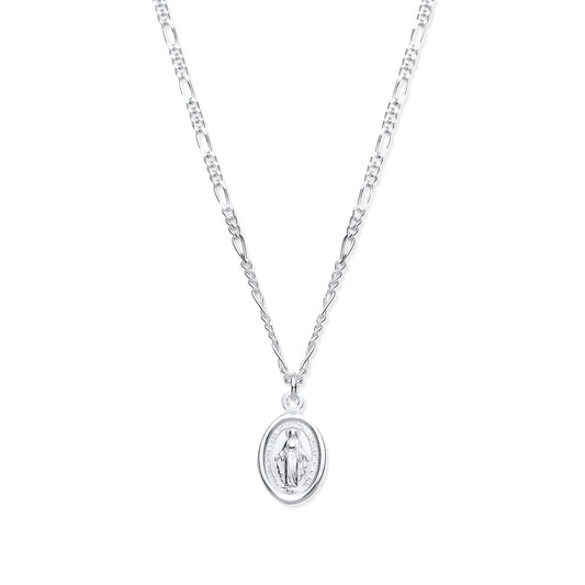 Silver Miraculous Medallion 17" Necklace/07" Bracelet