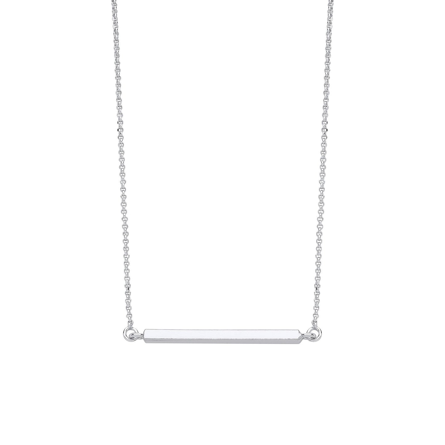 Silver Square Tube Bar Necklace
