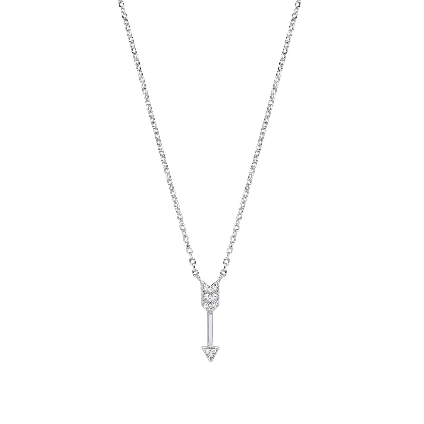 Silver Arrow Drop Pendant Chain 16"