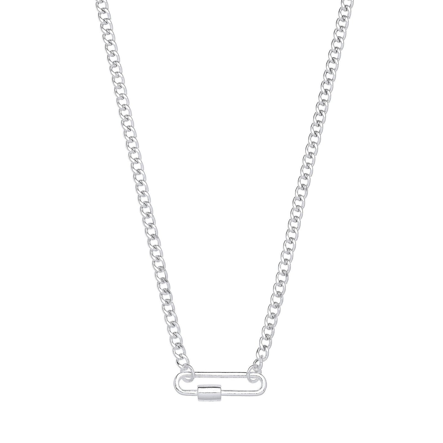 Silver Screw Clasp Paper Clip Necklace/bracelet