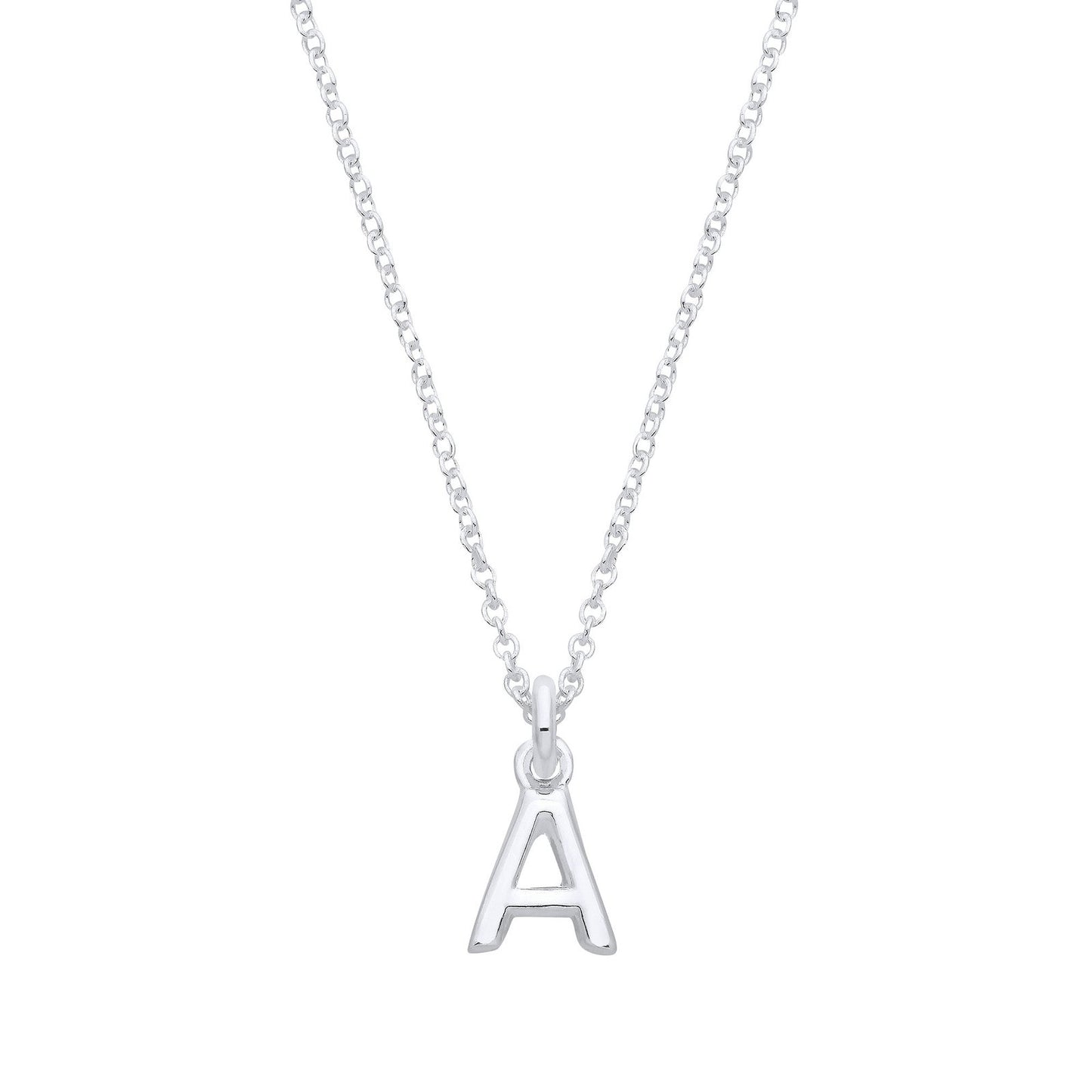 Silver Small Plain Initial 16" + 1" Necklace