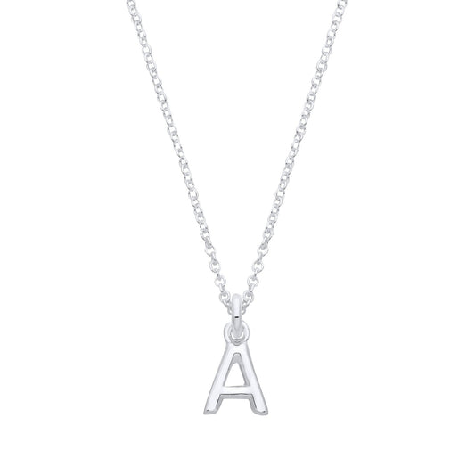 Silver Small Plain Initial 16" + 1" Necklace