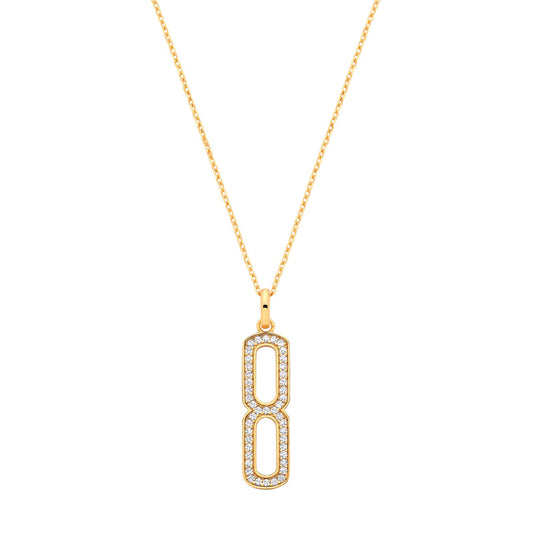 Silver 18ct Yellow Gold Plated Necklace With Cubic Zirconia Paper Clip Drop Pendant