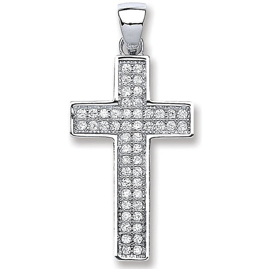 Silver Pave Set Cubic Zirconia Cross