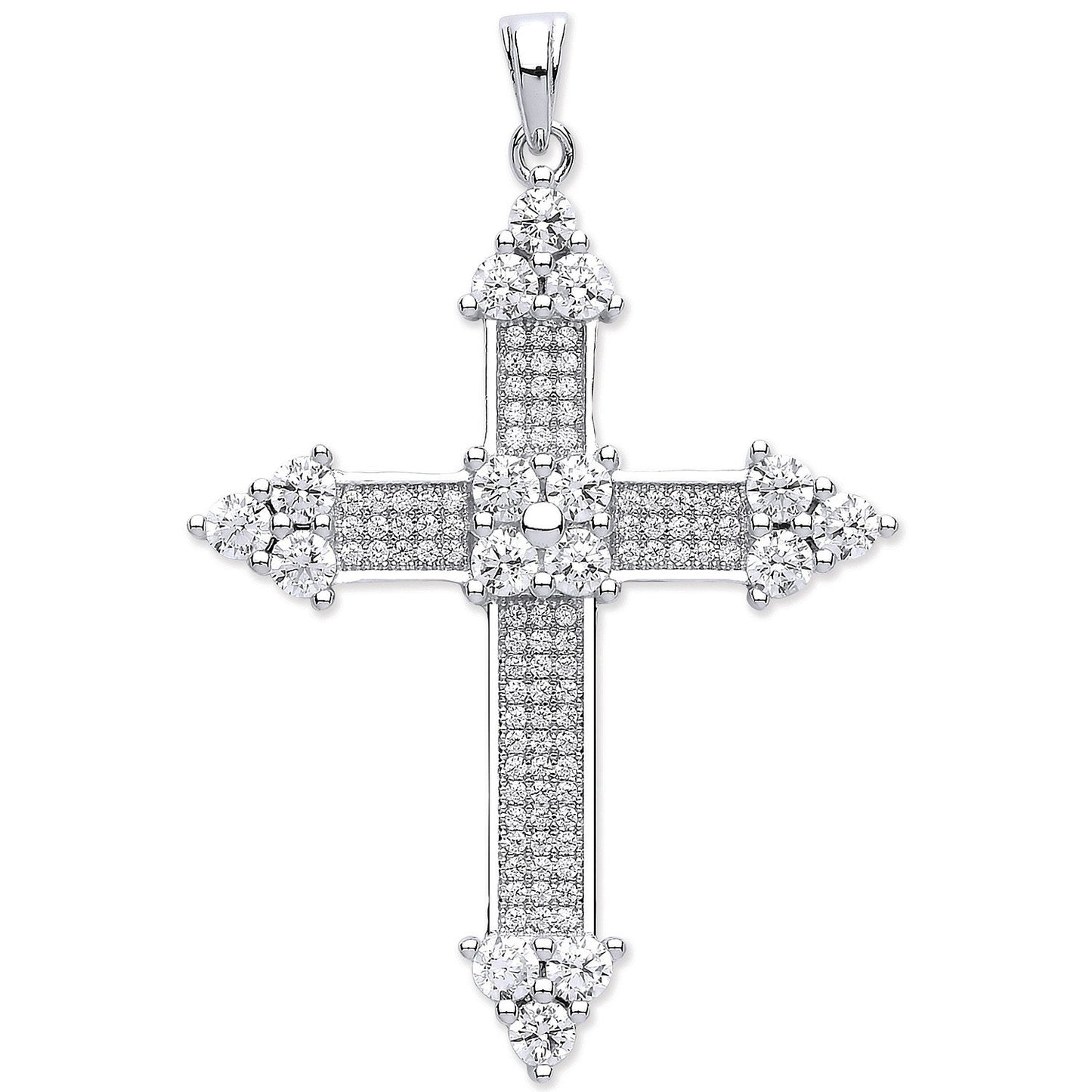 Silver Fancy Cubic Zirconia Cross