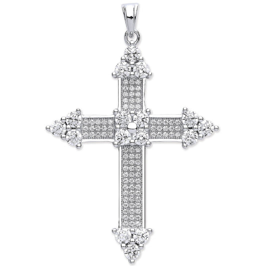 Silver Fancy Cubic Zirconia Cross