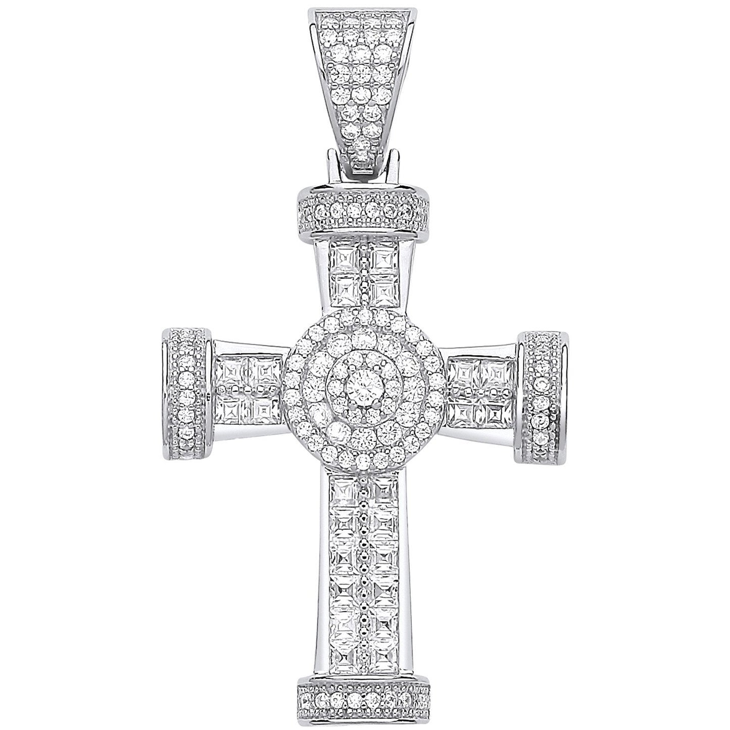 Silver Fancy Cubic Zirconia Cross