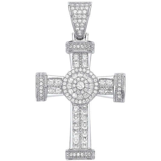 Silver Fancy Cubic Zirconia Cross