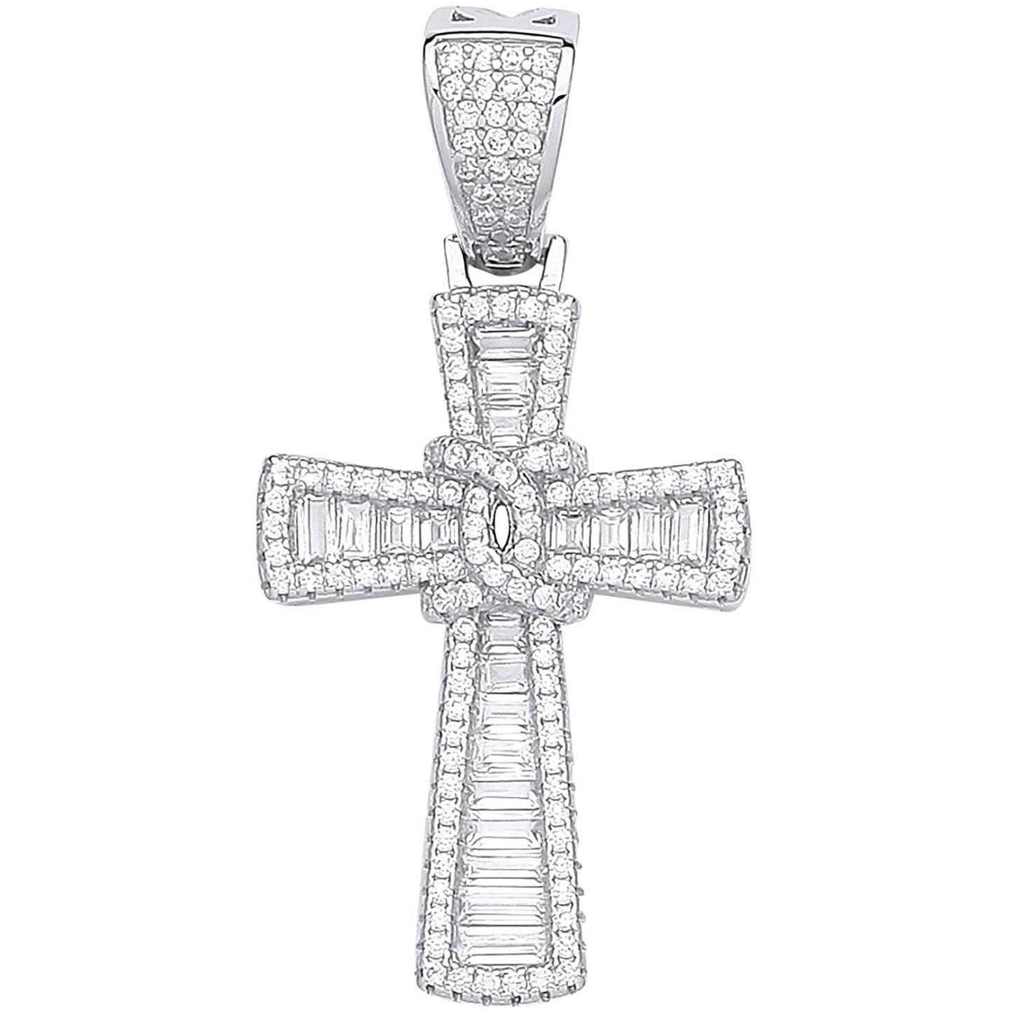 Silver Baguettes & Round Cubic Zirconias Cross