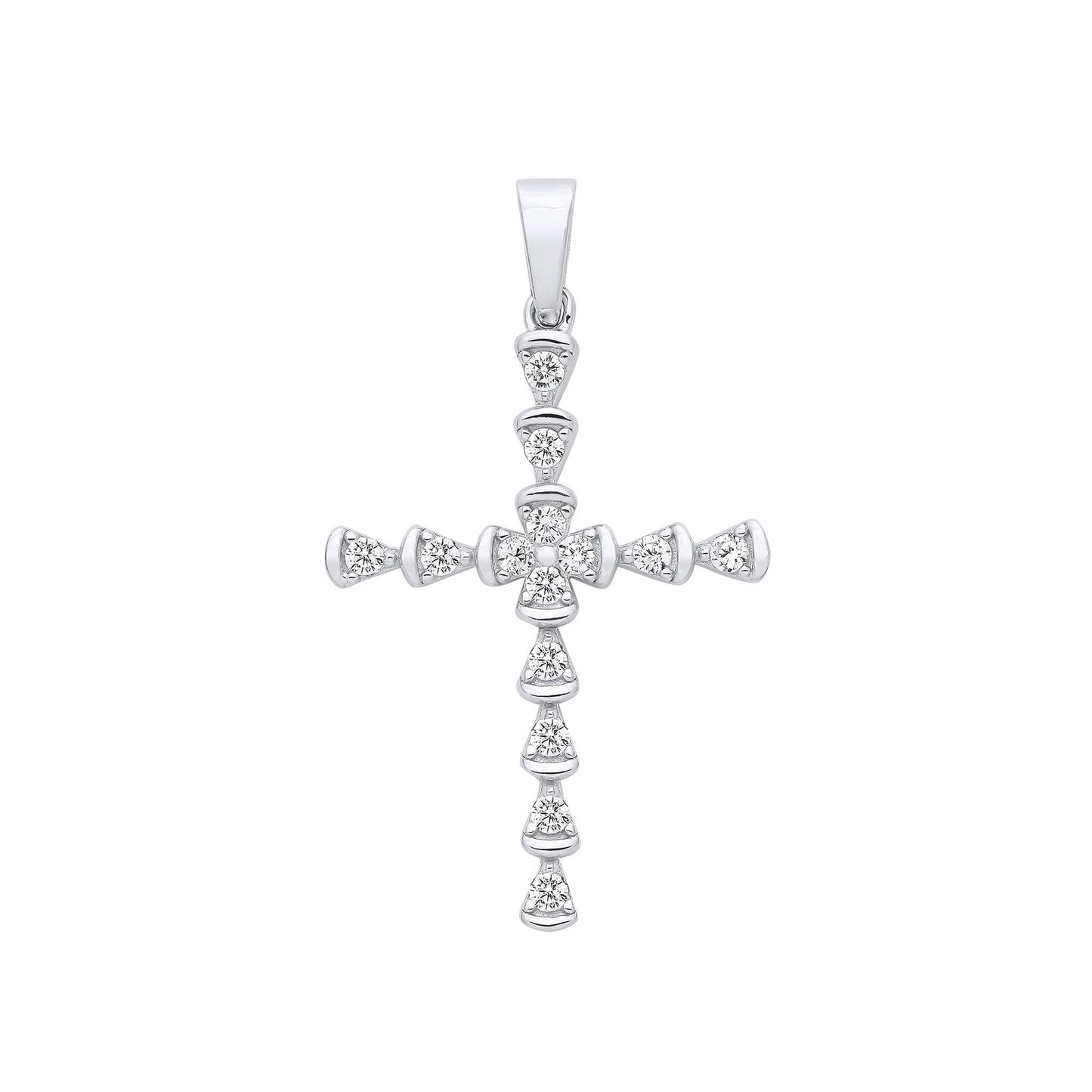 Silver Part Rub-over Cubic Zirconia Cross