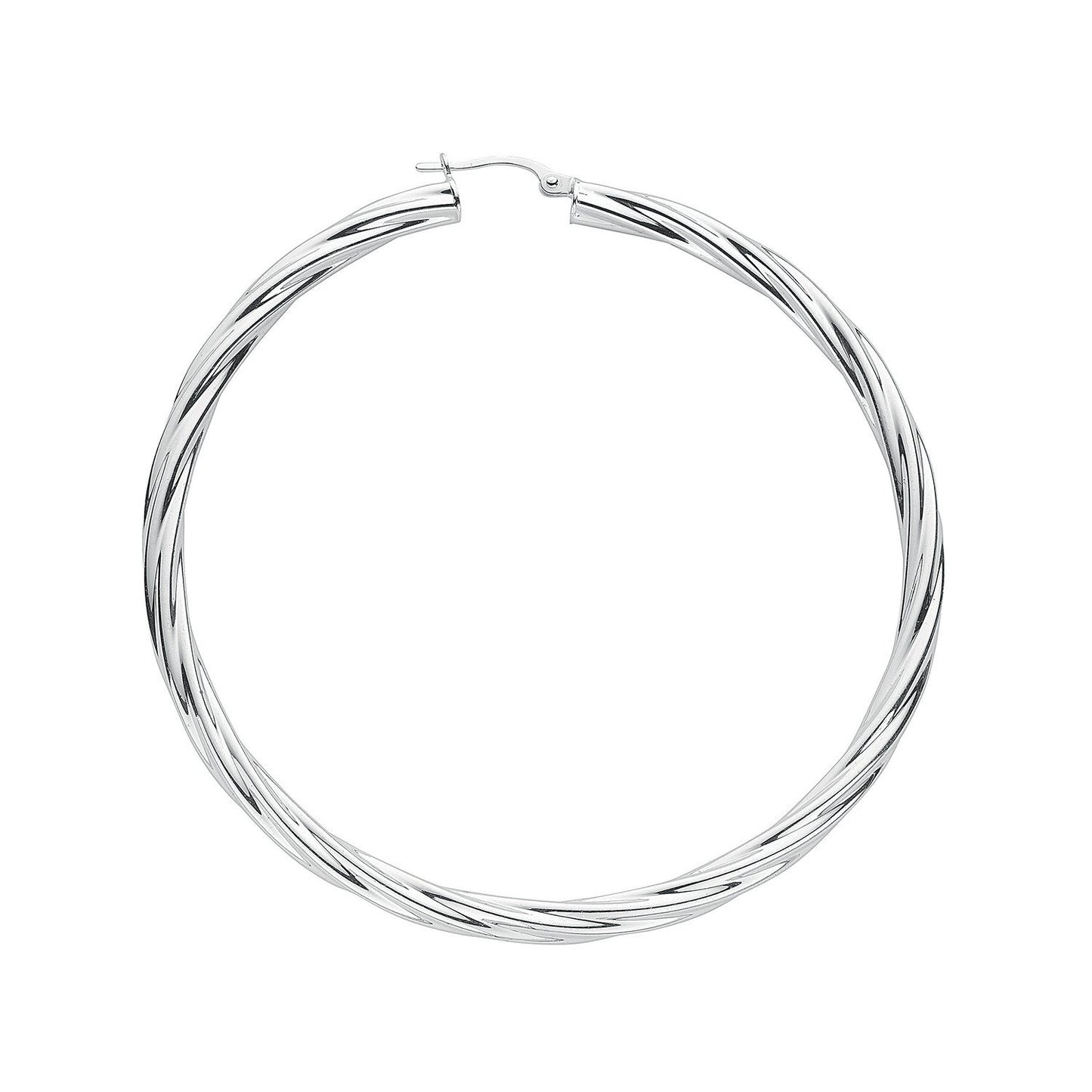 Silver Twisted Hoop Earrings