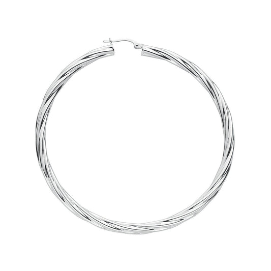 Silver Twisted Hoop Earrings