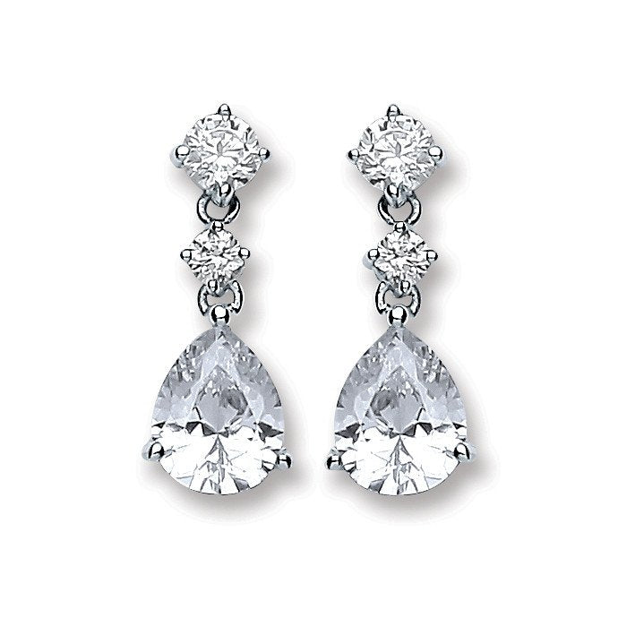 Silver Cubic Zirconia's Small Teardrop Earrings