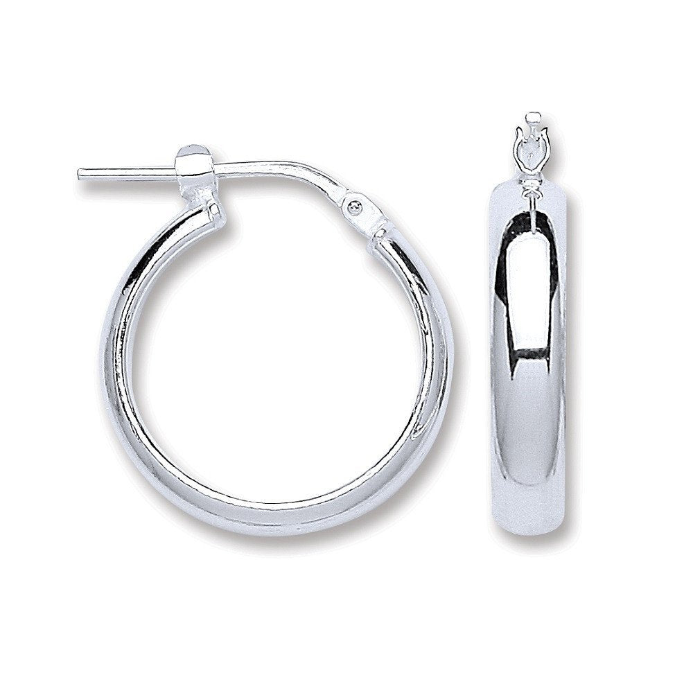 Silver D-shape Wedds Hoop Earrings