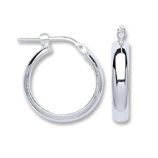 Silver D-shape Wedds Hoop Earrings