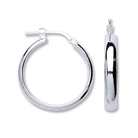 Silver D-shape Wedds Hoop Earrings