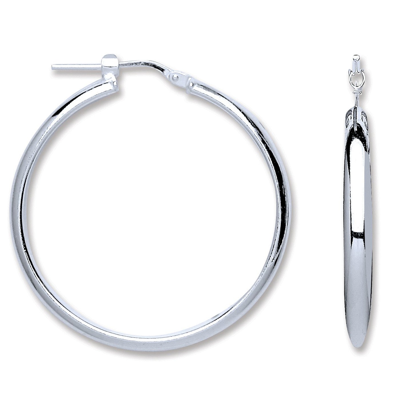 Silver D-shape Wedds Hoop Earrings