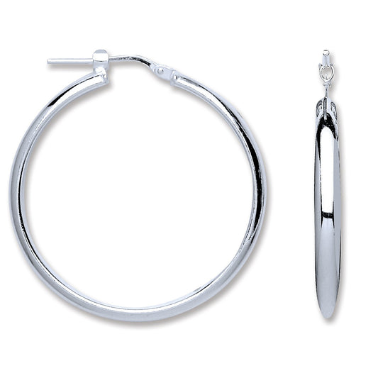 Silver D-shape Wedds Hoop Earrings