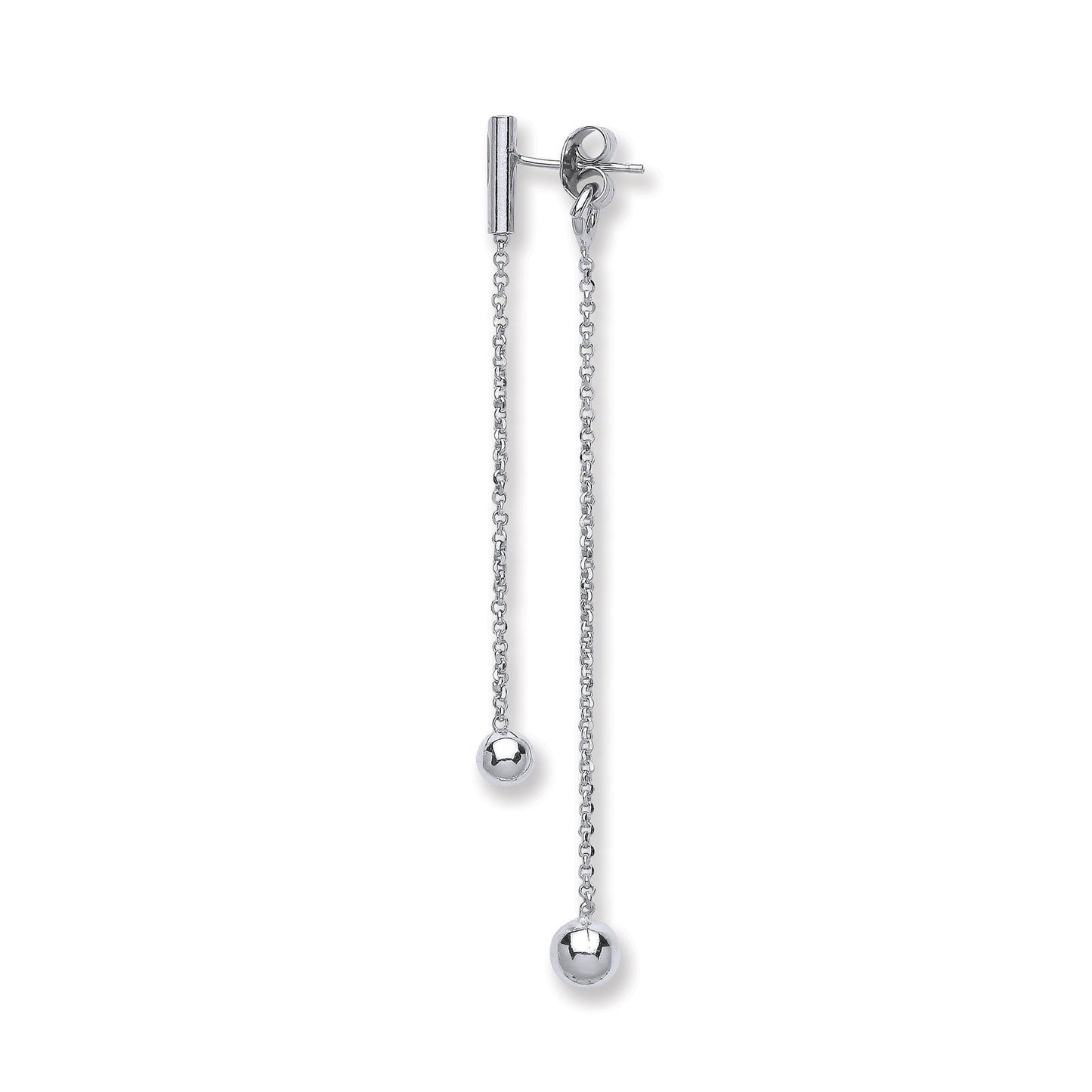 Silver Two Strand Ball Drop Earrings